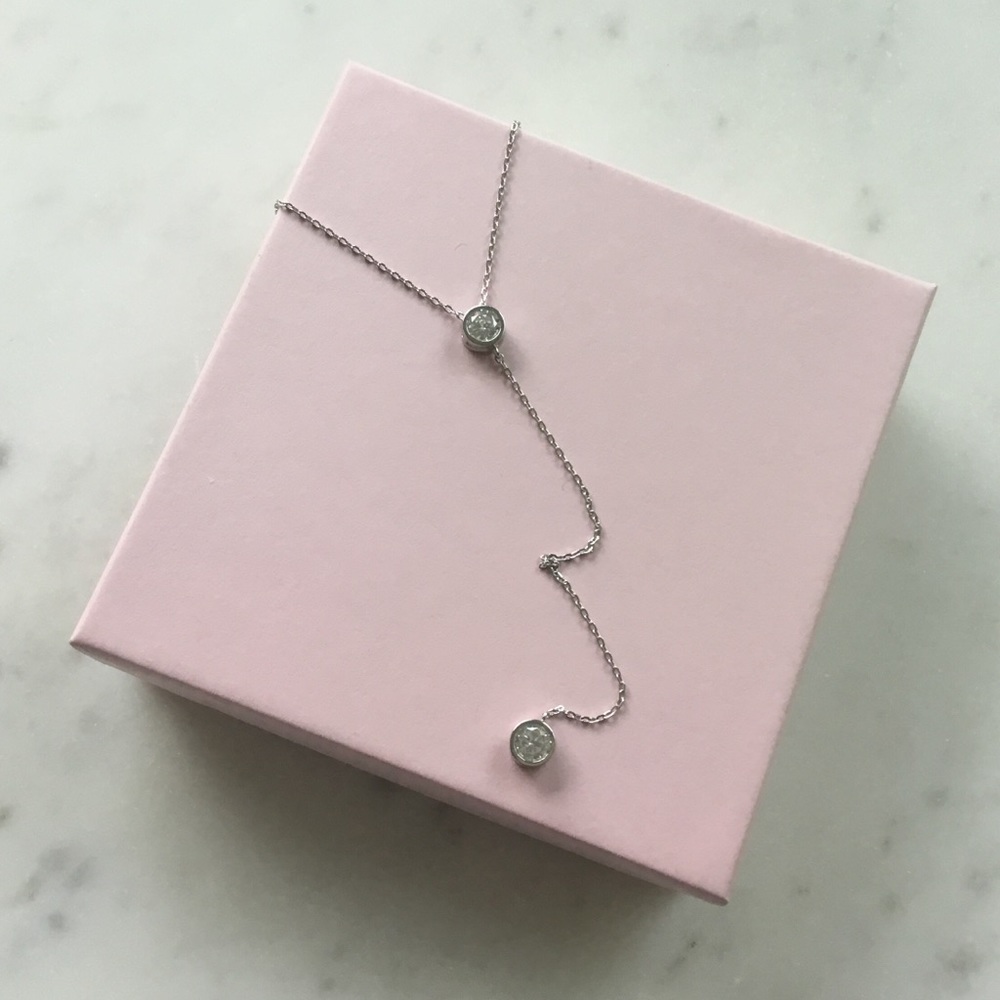 Sterling Silver RP Cz Drop Necklace - Picture 4 of 15
